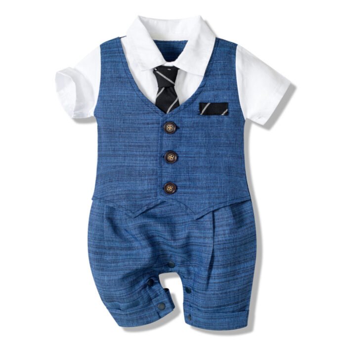 Summer New Baby Boy Jumpsuit Boys Gentleman Baby Children's Clothing - Image 1