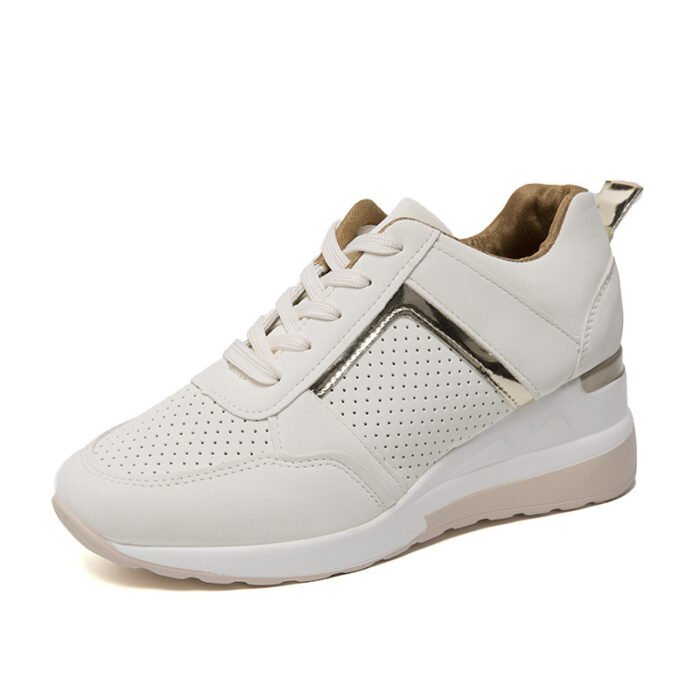 Sneakers Platform Wedge Heel Casual Shoes Lace-up Mesh Sneakers - Image 4