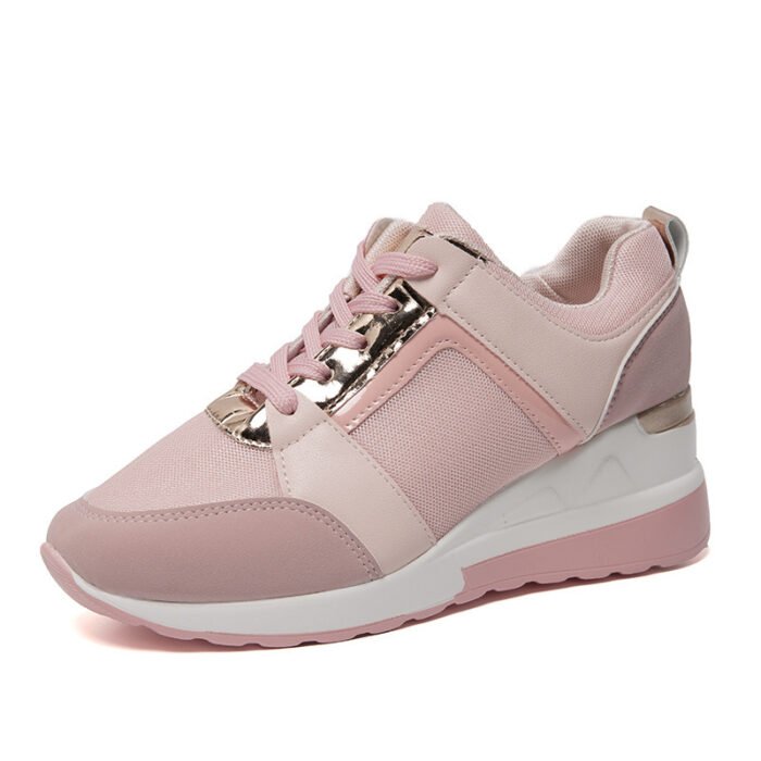 Sneakers Platform Wedge Heel Casual Shoes Lace-up Mesh Sneakers - Image 2