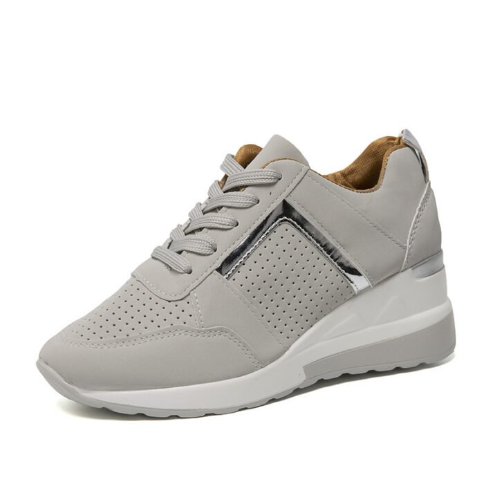 Sneakers Platform Wedge Heel Casual Shoes Lace-up Mesh Sneakers - Image 6
