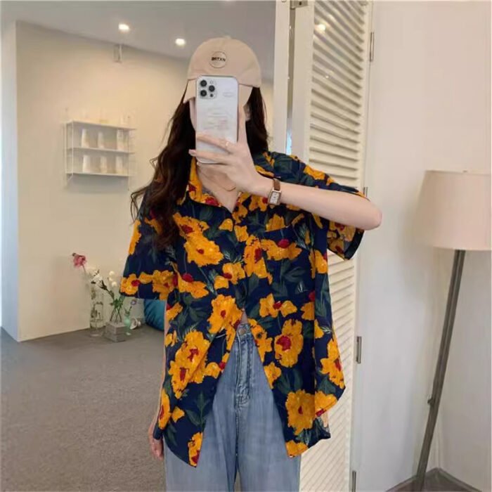 Retro Printed Shirt Top Summer Women's - Image 5