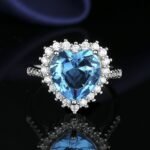 European And American Aquamarine Colored Gems Necklace Ear Stud Ring Women's - Image 2