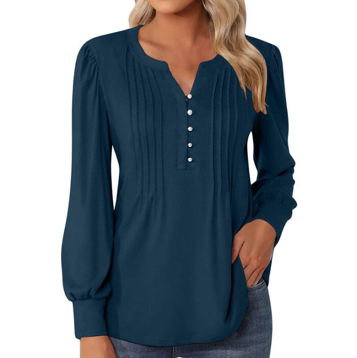 Elegant Loose Women's Top Pleating - Image 4