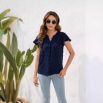 Round Neck Short Sleeve Commuter Fur Ball Top - Image 2