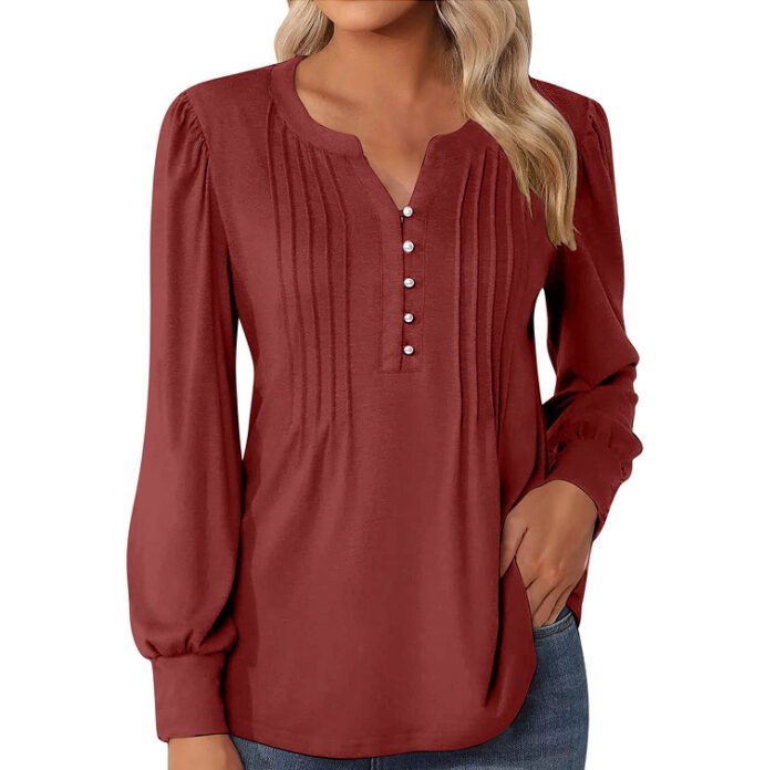 Elegant Loose Women's Top Pleating - Image 7