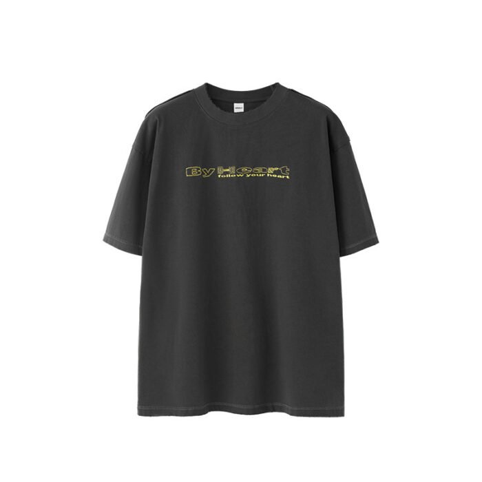 Worn Washed Embroidered T-shirt American Retro - Image 2