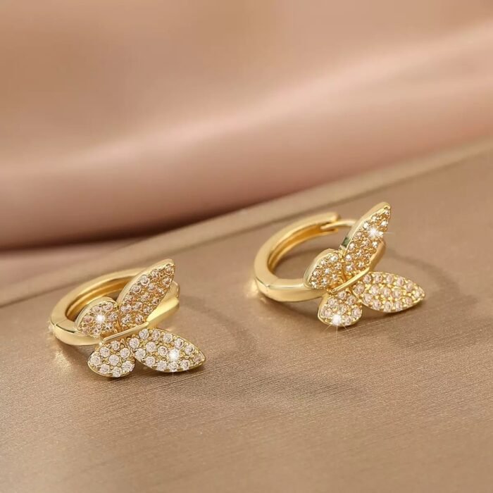 Fashion Copper Inlaid Zirconium Butterfly Ear Ring Niche - Image 4