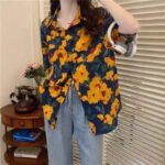 Retro Printed Shirt Top Summer Women's