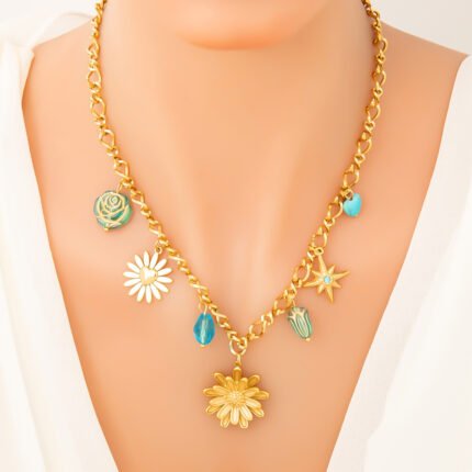 Double-layer Twin Titanium Steel Pendant 18K Gold Color-preserving Clavicle Chain