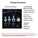European And American Aquamarine Colored Gems Necklace Ear Stud Ring Women's - Image 5