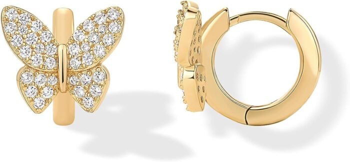 Fashion Copper Inlaid Zirconium Butterfly Ear Ring Niche - Image 3