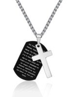 Men's Stainless Steel Scripture Cross Necklace - Image 6