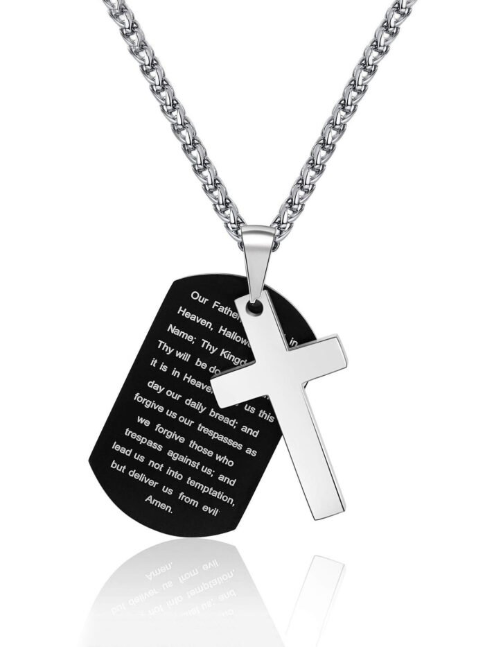 Men's Stainless Steel Scripture Cross Necklace - Image 6