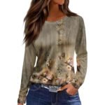 European And American Slim-fit Cotton-like Round Neck Printed Solid Color Long Sleeve Long Sleeve - Image 8