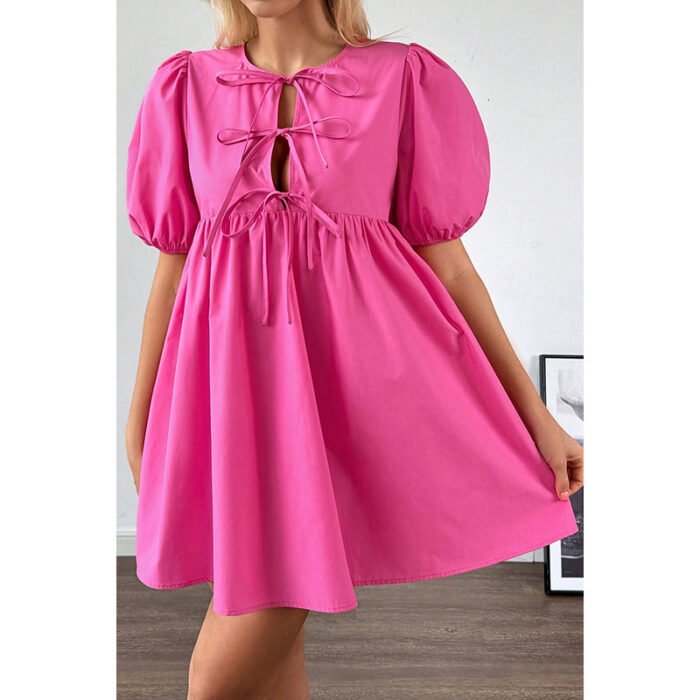 Bow Front Lace-up Jumpsuit A- Line Skirt - Image 4
