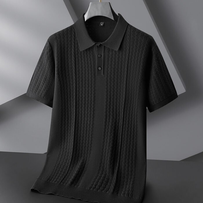 Autumn And Winter New Men's Plus-sized Plus Size Lapel Short Sleeve Sweater - Image 1