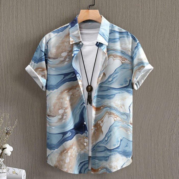 Fashion Digital Printing Men's Short Sleeve Shirt - Image 4