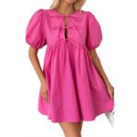 Bow Front Lace-up Jumpsuit A- Line Skirt - Image 5