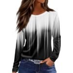 European And American Slim-fit Cotton-like Round Neck Printed Solid Color Long Sleeve Long Sleeve - Image 7