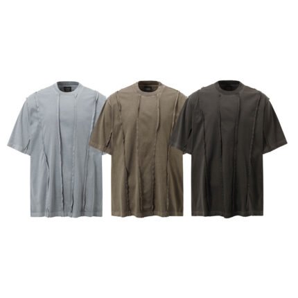 High Street American Retro Folding Patchwork Short-sleeved T-shirt Men