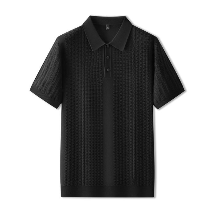 Autumn And Winter New Men's Plus-sized Plus Size Lapel Short Sleeve Sweater - Image 2