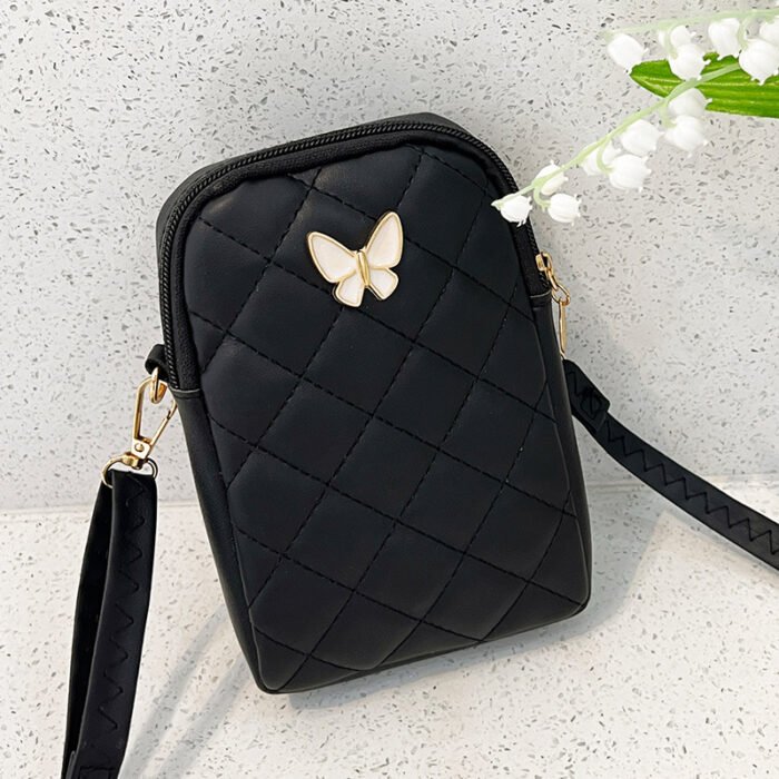 Embroidered Butterfly Rhombus Crossbody Bag - Image 3