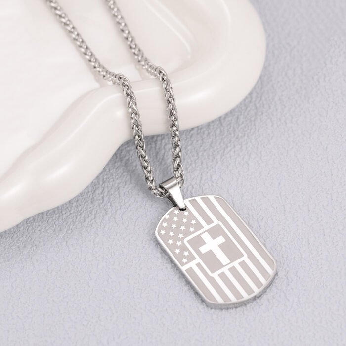 Men's Stainless Steel Scripture Cross Necklace - Image 2