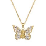 Titanium Steel Micro-inlaid Portrait Butterfly Zircon Necklace - Image 3