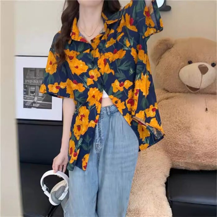 Retro Printed Shirt Top Summer Women's - Image 6