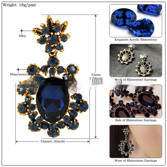 European And American Fashion Cool Vintage Sapphire Stud Earrings - Image 7