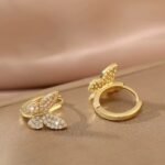 Fashion Copper Inlaid Zirconium Butterfly Ear Ring Niche - Image 6