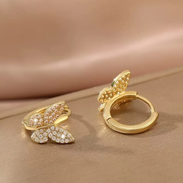 Fashion Copper Inlaid Zirconium Butterfly Ear Ring Niche - Image 6