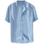 Men's Shirt New Short Sleeve Summer Stand Collar - Image 5