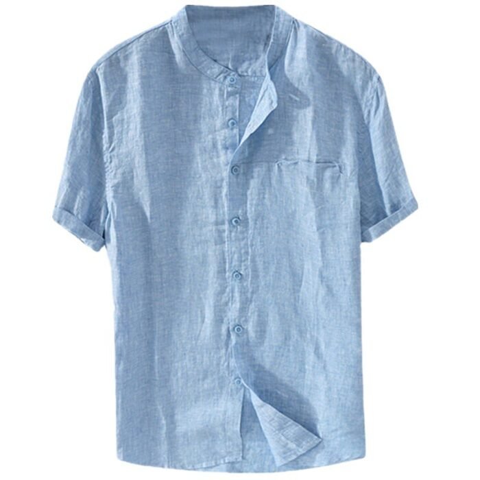 Men's Shirt New Short Sleeve Summer Stand Collar - Image 5