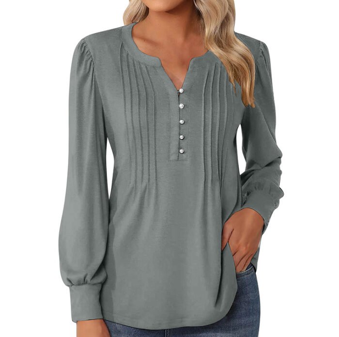 Elegant Loose Women's Top Pleating - Image 2