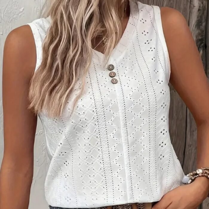 Legant V-Neck Sleeveless Tank Top For Women - Image 1