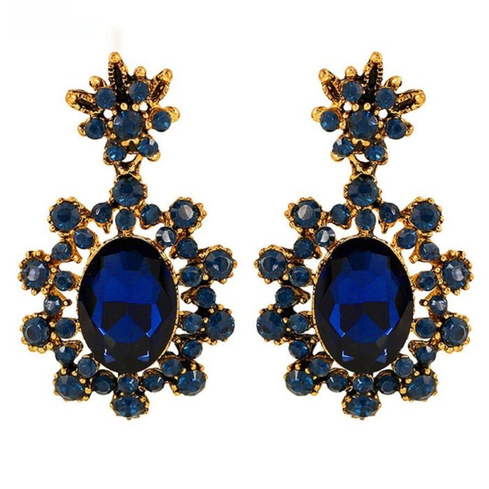 European And American Fashion Cool Vintage Sapphire Stud Earrings - Image 6
