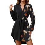 Animal Pattern Long Sleeve V-neck Women's Dress - Image 5