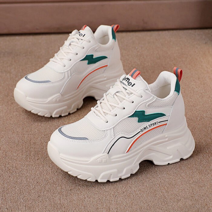 Height Increasing Insole Breathable White Shoes - Image 5