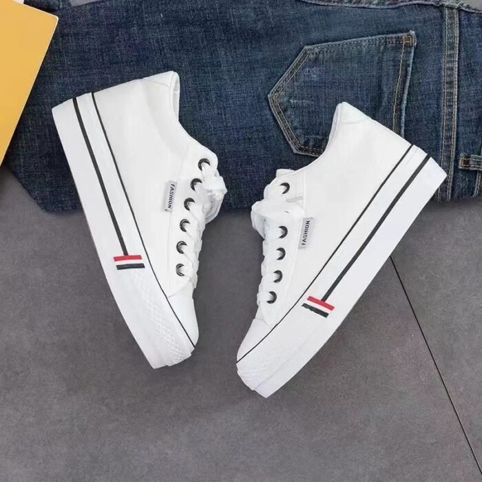 Height Increasing Insole Canvas Shoes White Shoes For Students - Image 5